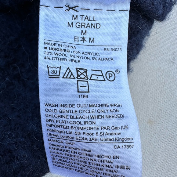 Blue fuzzy sweater. Huge neck. Gap. Size medium-tall. - Picture 4 of 4